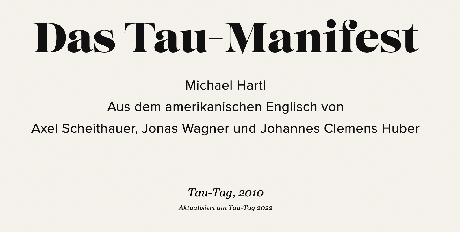 Das Tau-Manifest